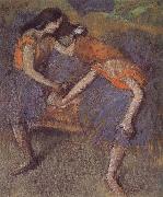 Edgar Degas Two dance wear yellow dress painting